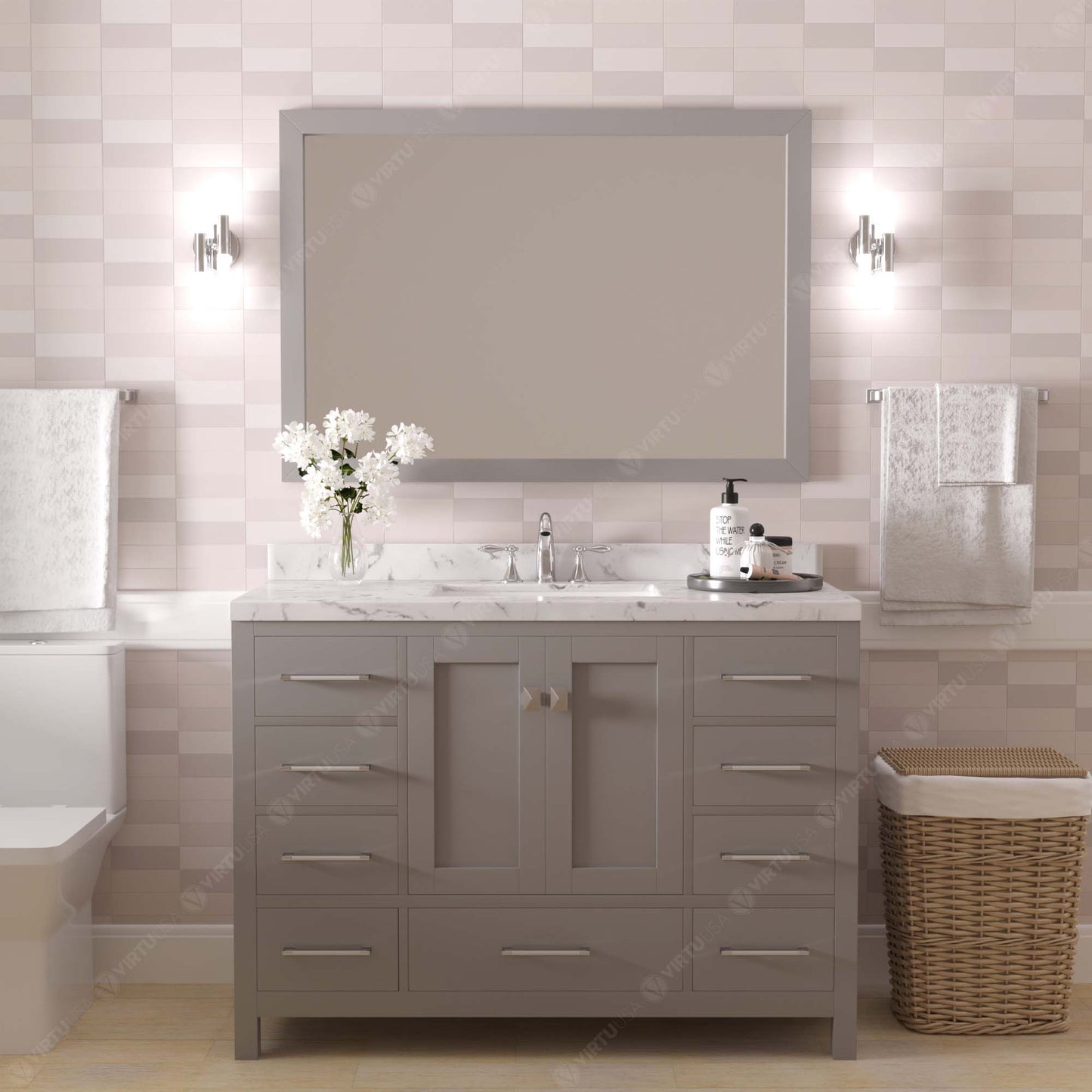 Caroline Avenue 48" Single Vanity Cabinet with Sink and Cultured Marble Top