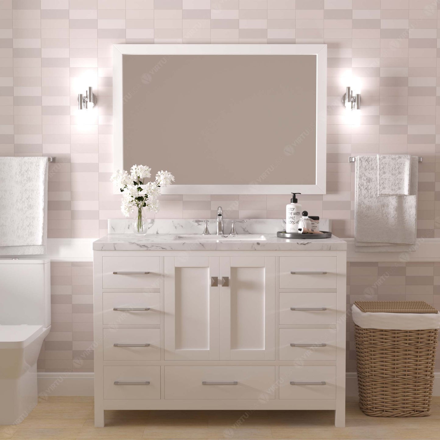 Caroline Avenue 48" Single Vanity Cabinet with Sink and Cultured Marble Top