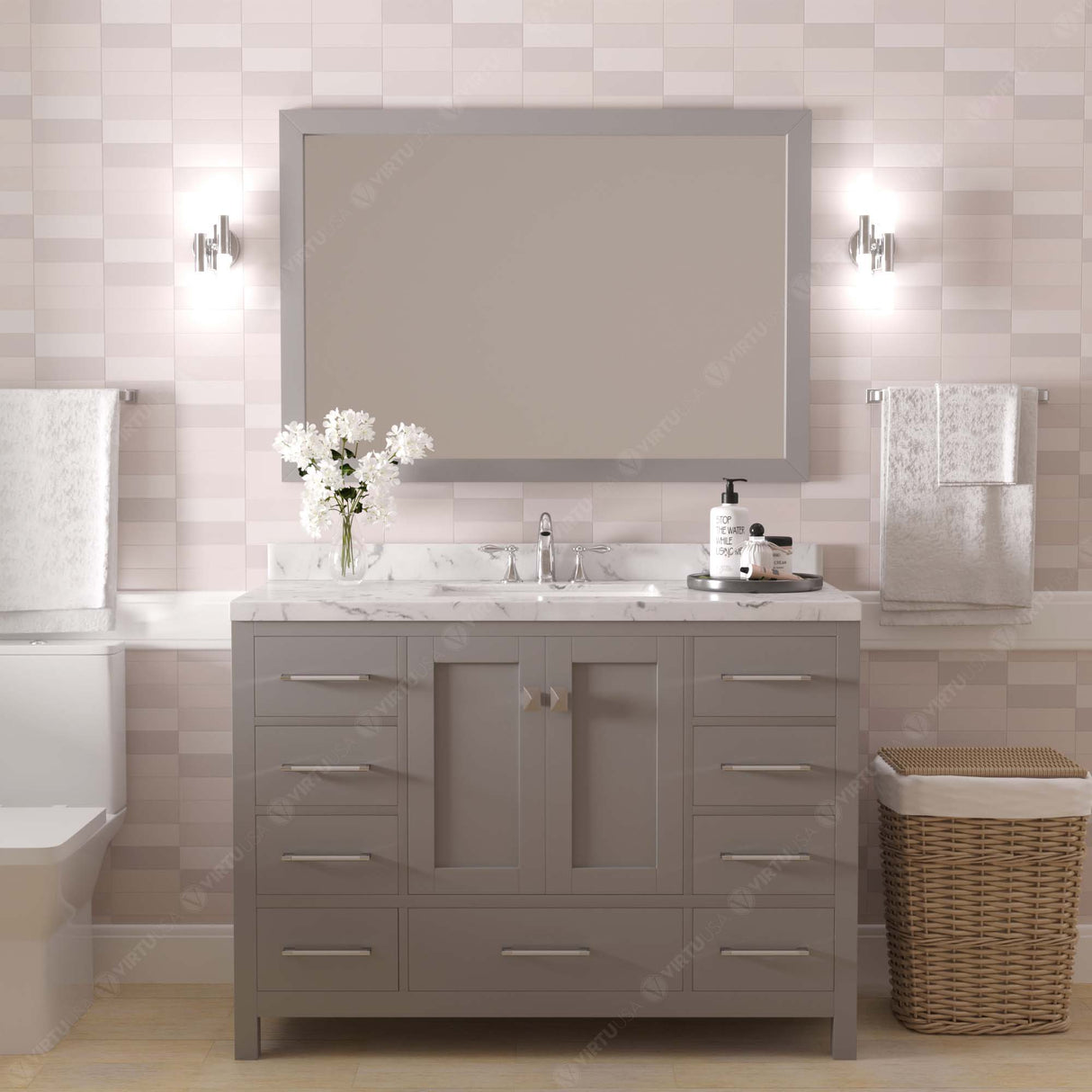 Caroline Avenue 48" Single Bathroom Vanity Cabinet with Sink and Cultured Marble Top