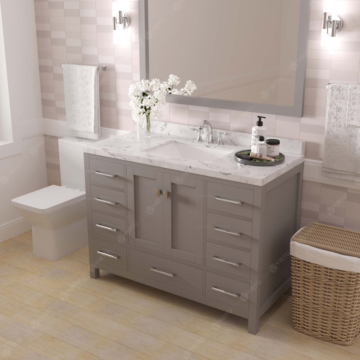 Caroline Avenue 48" Single Bathroom Vanity Cabinet with Sink and Cultured Marble Top