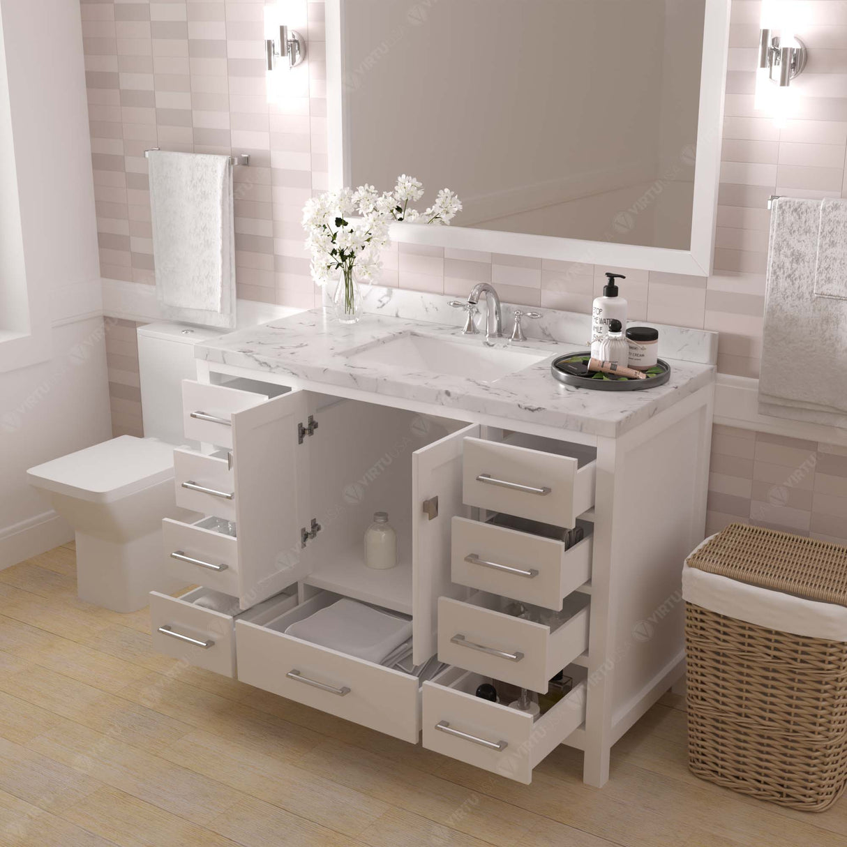 Caroline Avenue 48" Single Bathroom Vanity Cabinet with Sink and Cultured Marble Top
