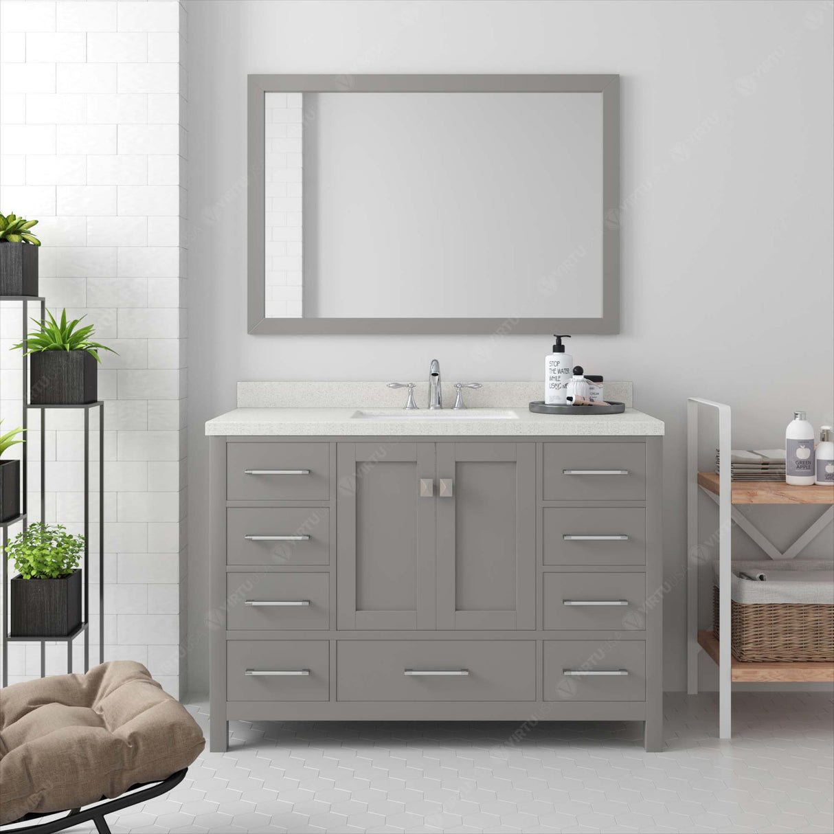 Caroline Avenue 48" Single Bathroom Vanity Cabinet with Sink and Cultured Marble Top