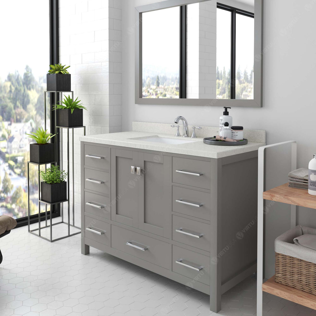 Caroline Avenue 48" Single Bathroom Vanity Cabinet with Sink and Cultured Marble Top