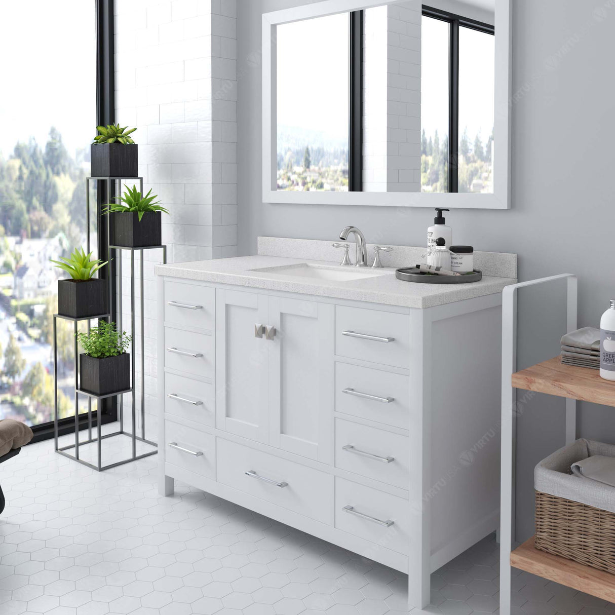 Caroline Avenue 48" Single Bathroom Vanity Cabinet with Sink and Cultured Marble Top