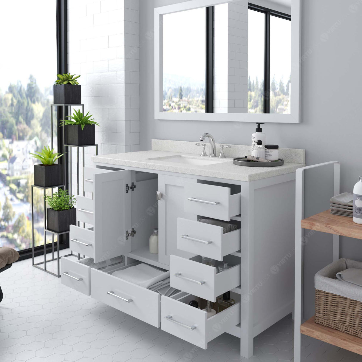 Caroline Avenue 48" Single Bathroom Vanity Cabinet with Sink and Cultured Marble Top