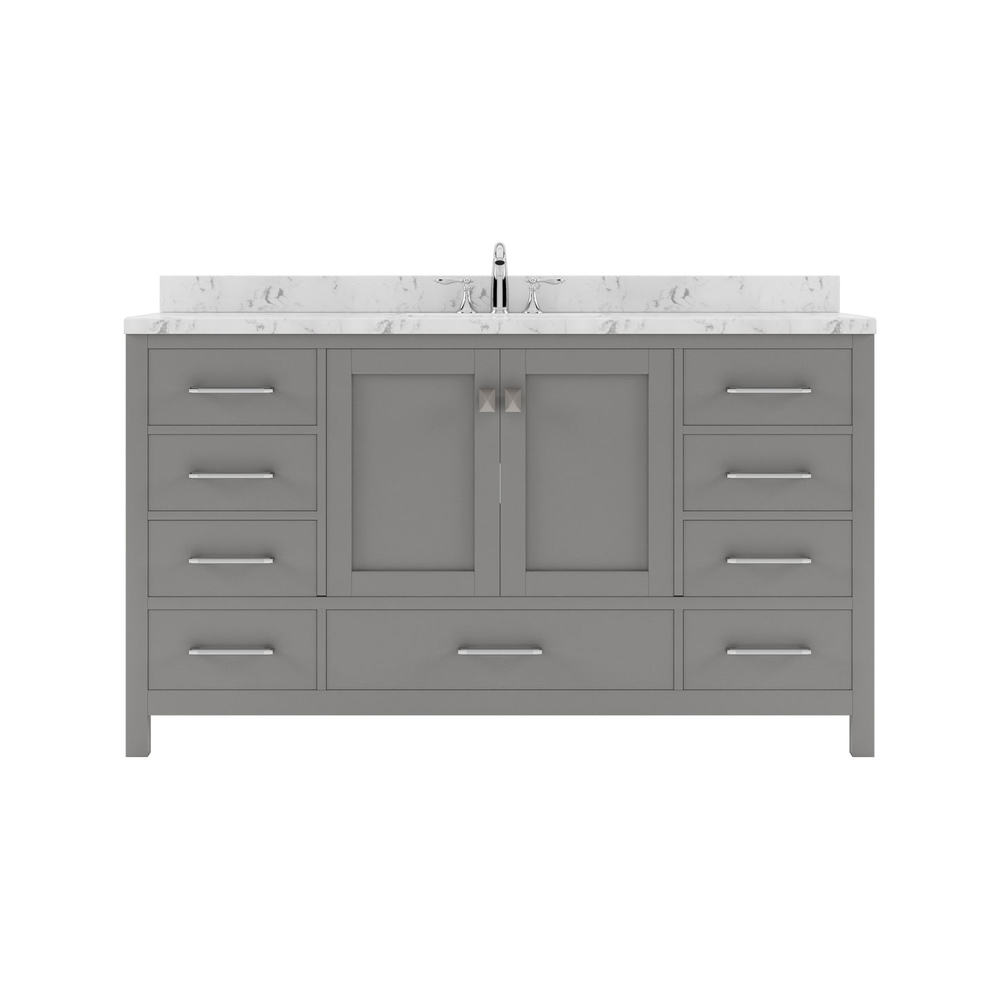 Caroline Avenue 60" Single Vanity Cabinet with Sink and Cultured Marble Top