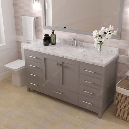 Caroline Avenue 60" Single Vanity Cabinet with Sink and Cultured Marble Top