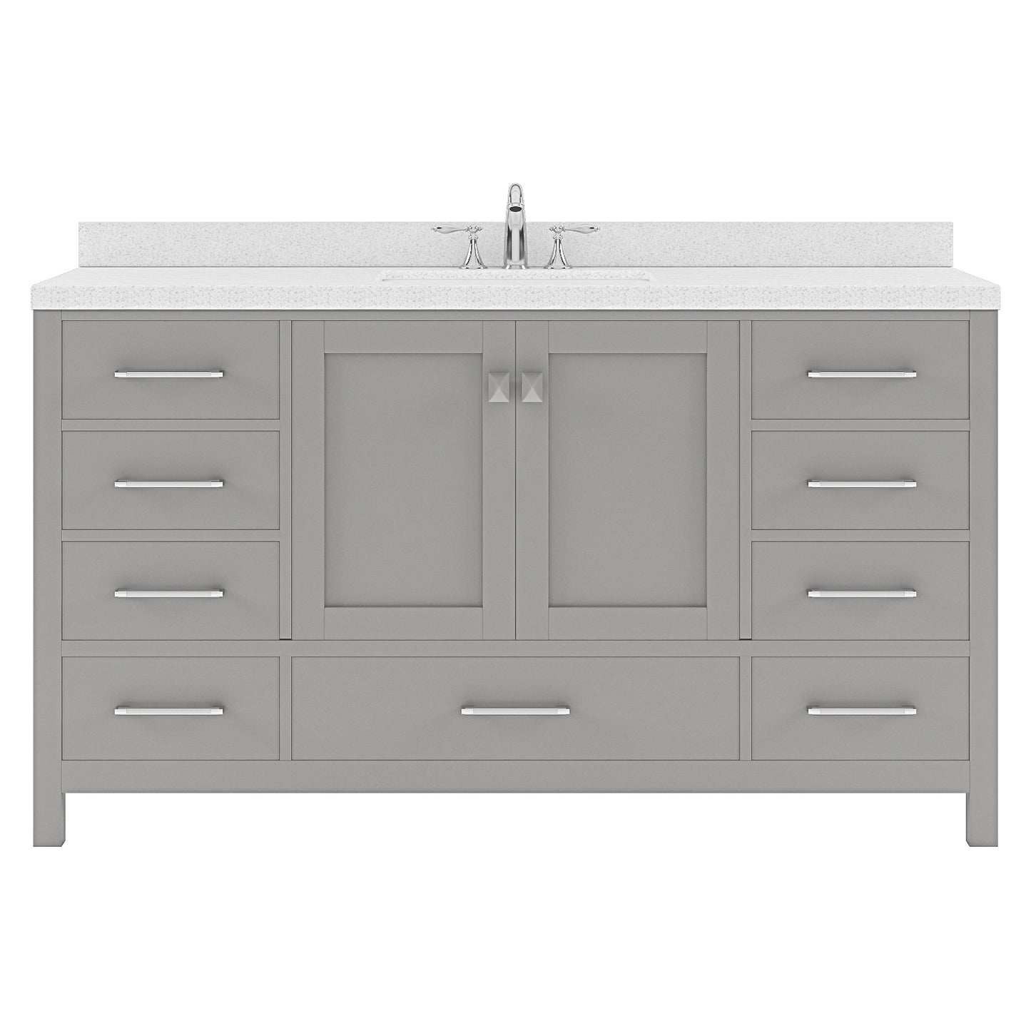 Caroline Avenue 60" Single Vanity Cabinet with Sink and White Quartz Top