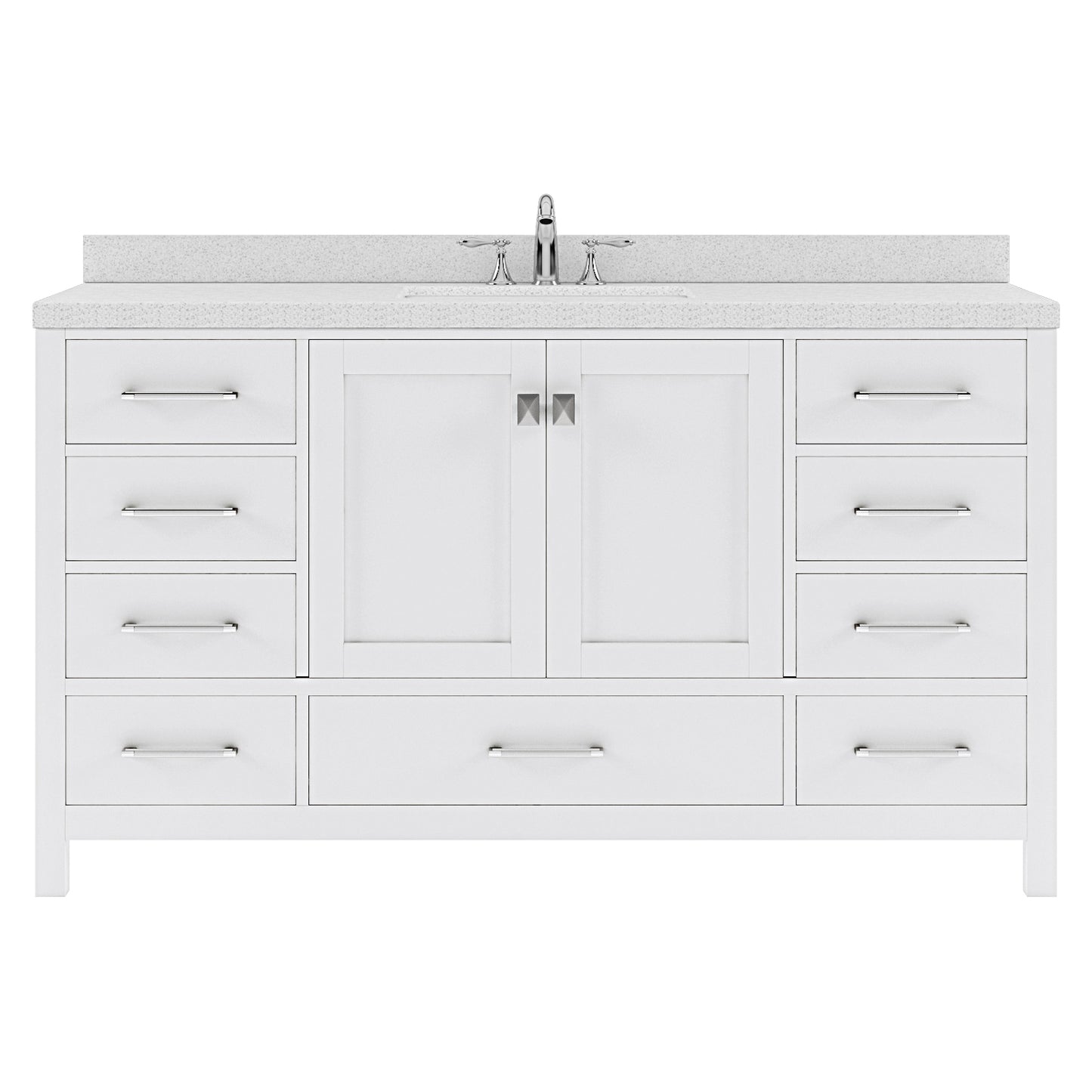 Caroline Avenue 60" Single Vanity Cabinet with Sink and White Quartz Top