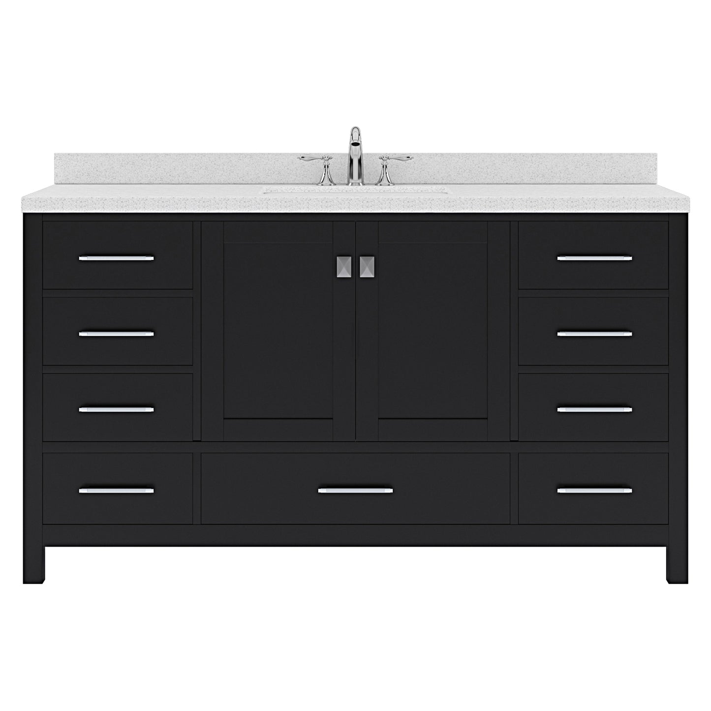 Caroline Avenue 60" Single Vanity Cabinet with Sink and White Quartz Top