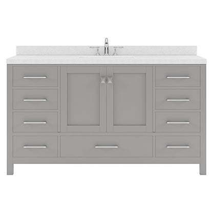 Caroline Avenue 60" Single Vanity Cabinet with Sink and White Quartz Top