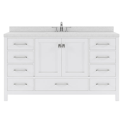 Caroline Avenue 60" Single Vanity Cabinet with Sink and White Quartz Top