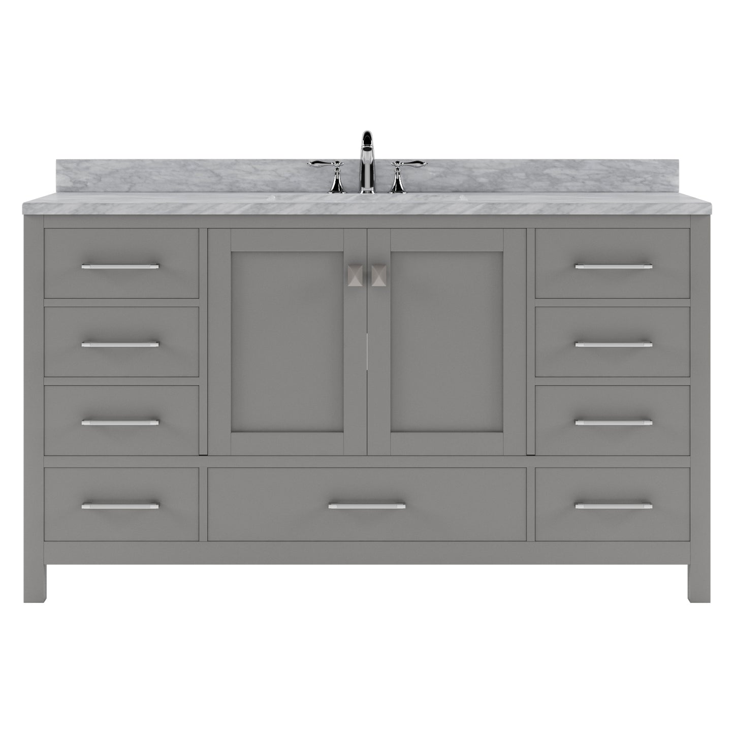 Caroline Avenue 60" Single Vanity Cabinet with Sink and Carrara Marble Top