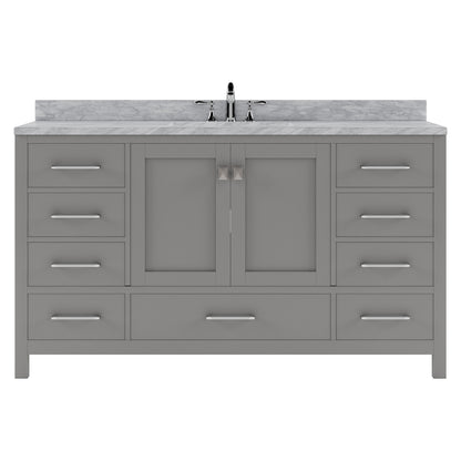 Caroline Avenue 60" Single Vanity Cabinet with Sink and Carrara Marble Top