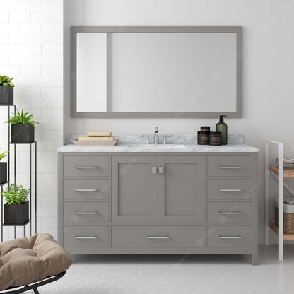 Caroline Avenue 60" Single Vanity Cabinet with Sink and Carrara Marble Top