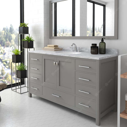 Caroline Avenue 60" Single Vanity Cabinet with Sink and Carrara Marble Top