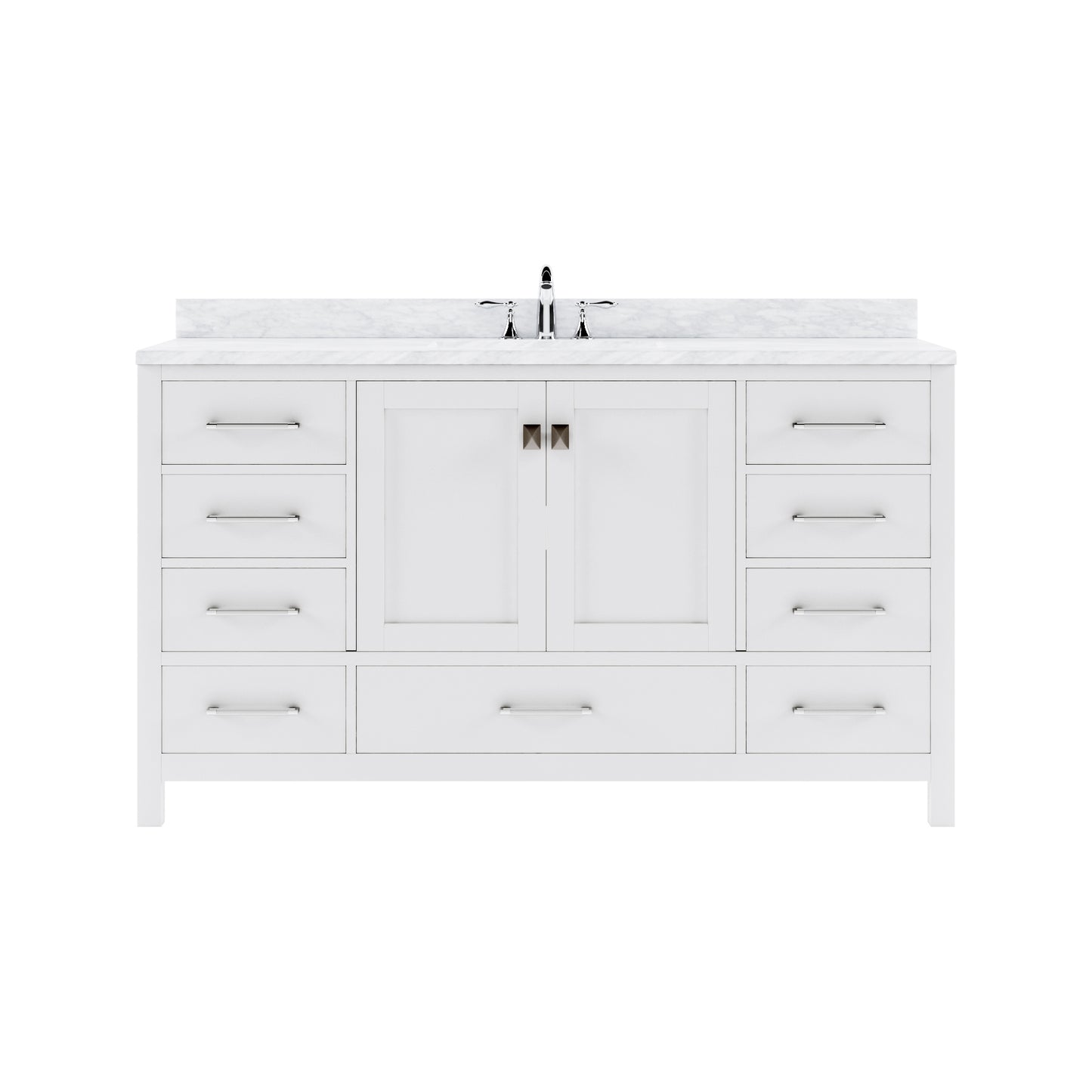 Caroline Avenue 60" Single Vanity Cabinet with Sink and Carrara Marble Top