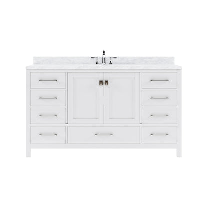 Caroline Avenue 60" Single Vanity Cabinet with Sink and Carrara Marble Top