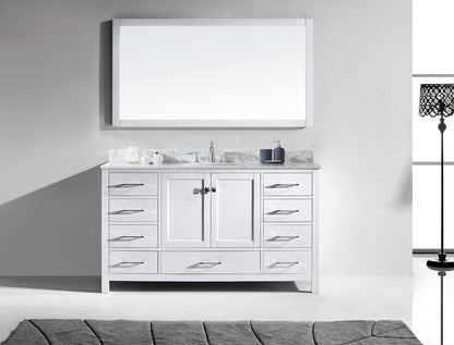 Caroline Avenue 60" Single Vanity Cabinet with Sink and Carrara Marble Top