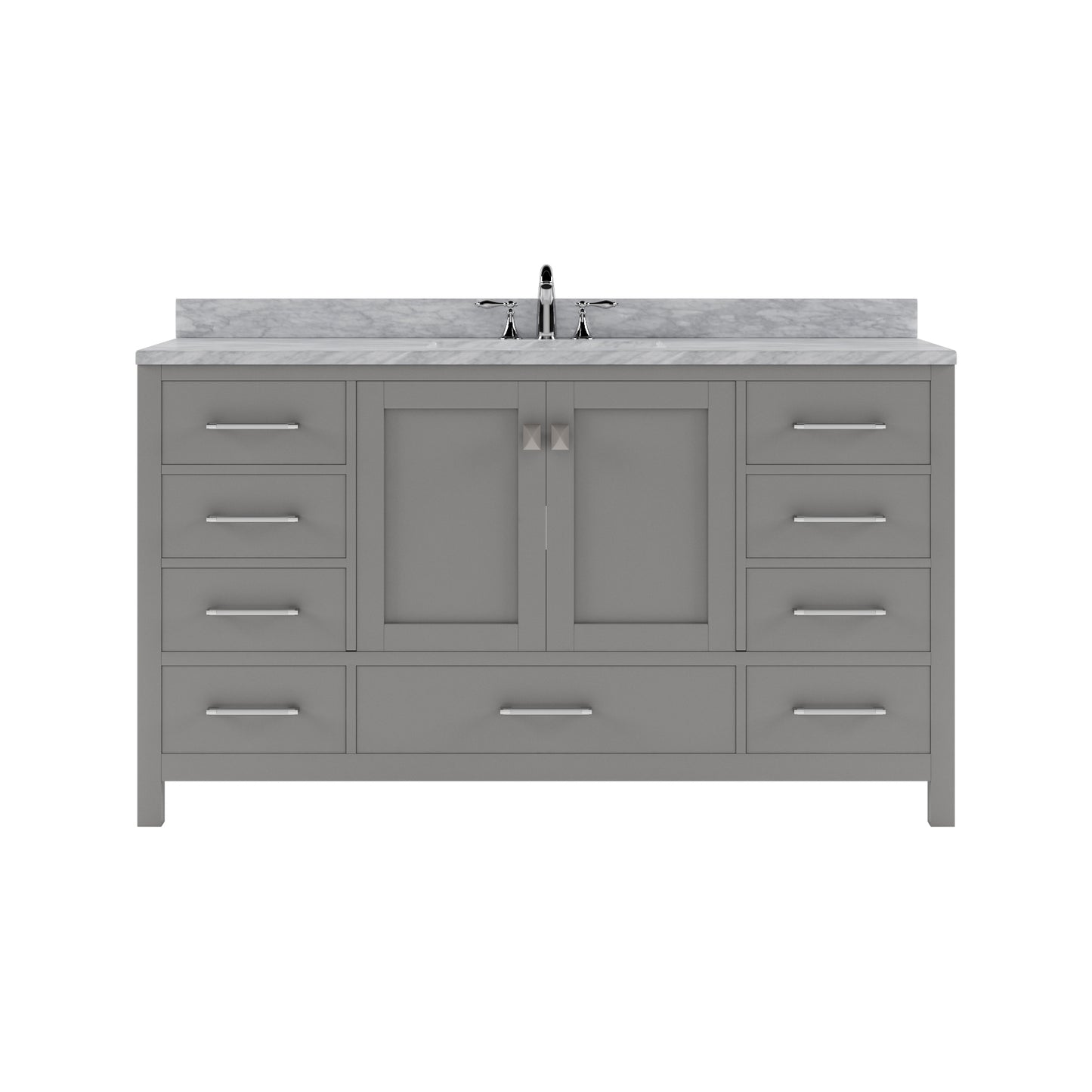 Caroline Avenue 60" Single Vanity Cabinet with Sink and Carrara Marble Top