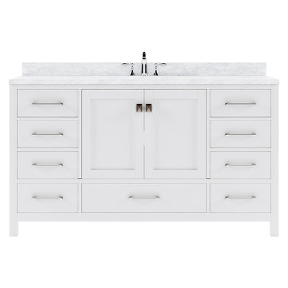 Caroline Avenue 60" Single Vanity Cabinet with Sink and Carrara Marble Top