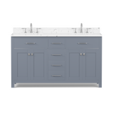 Caroline 60" Double Vanity with Sink and Cultured Marble Top