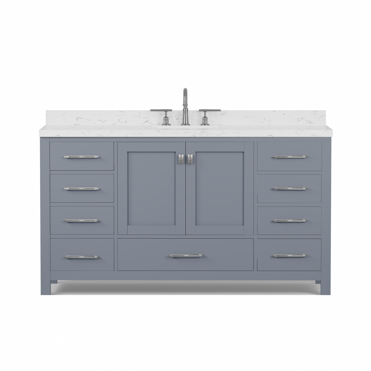 Caroline Avenue 60" Single Vanity Cabinet with Sink and Cultured Marble Top