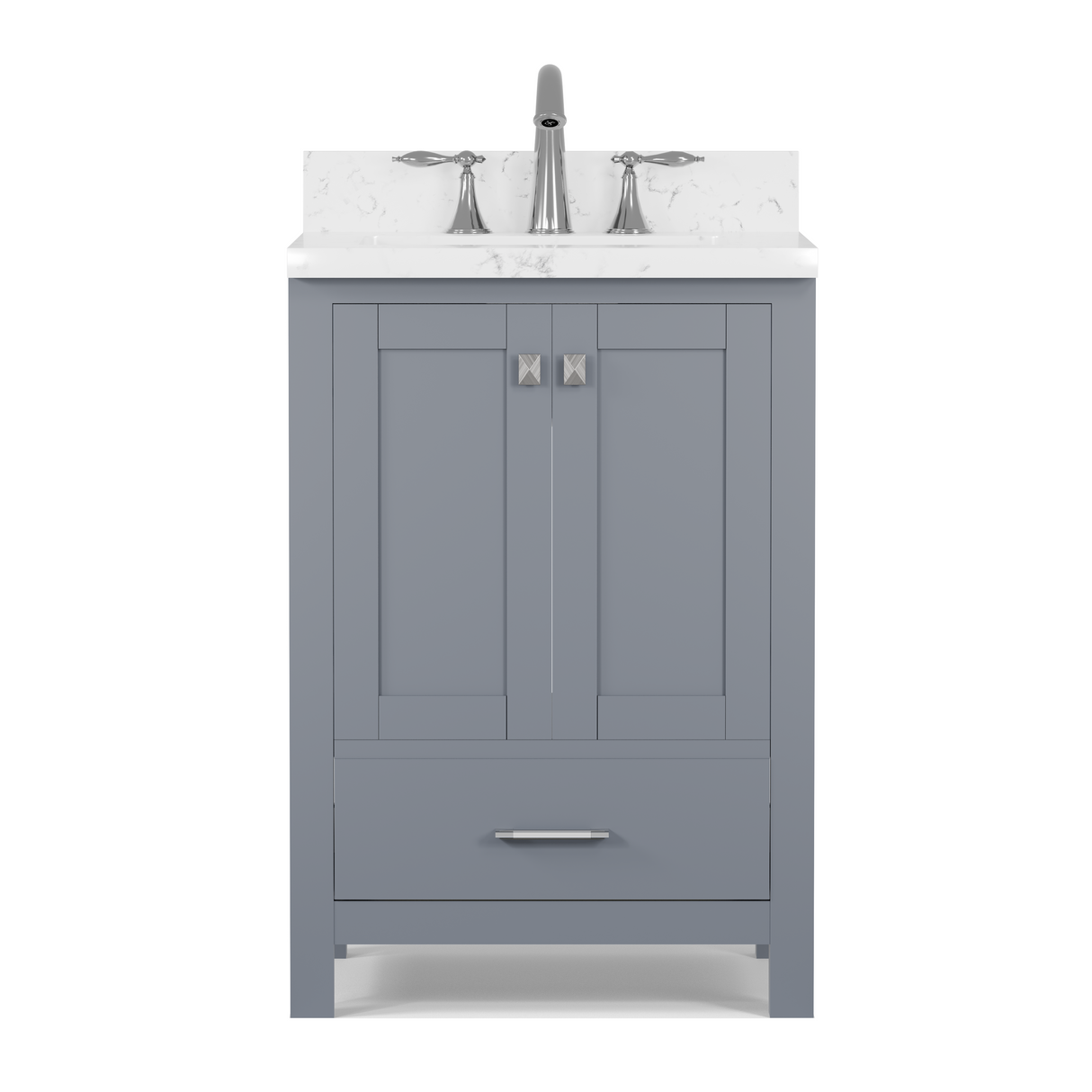 Caroline Avenue 24" Freestanding Single Vanity with Sink and Cultured Marble Top