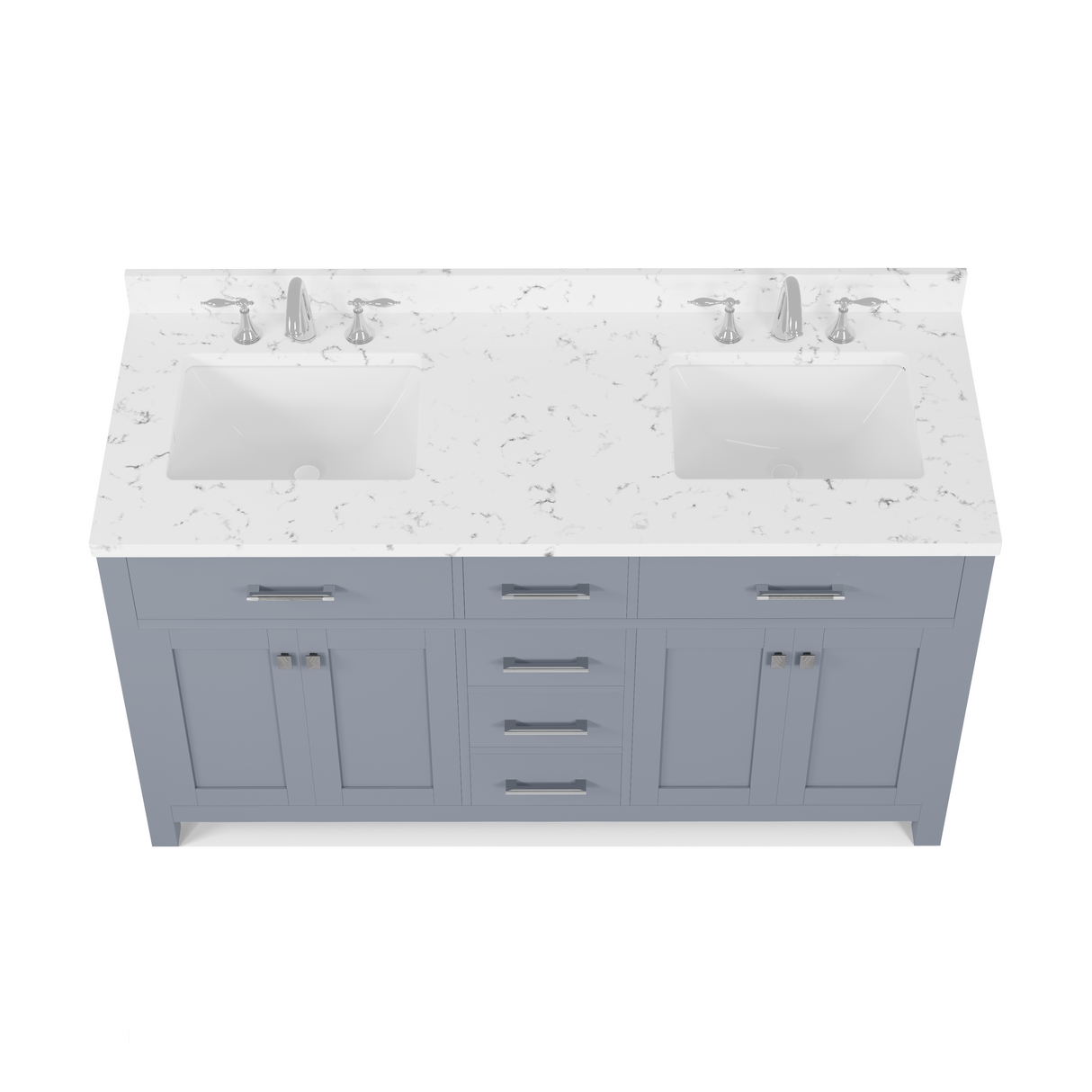 Caroline 60" Double Vanity with Sink and Cultured Marble Top