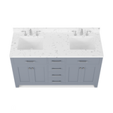 Caroline 60" Double Vanity with Sink and Cultured Marble Top