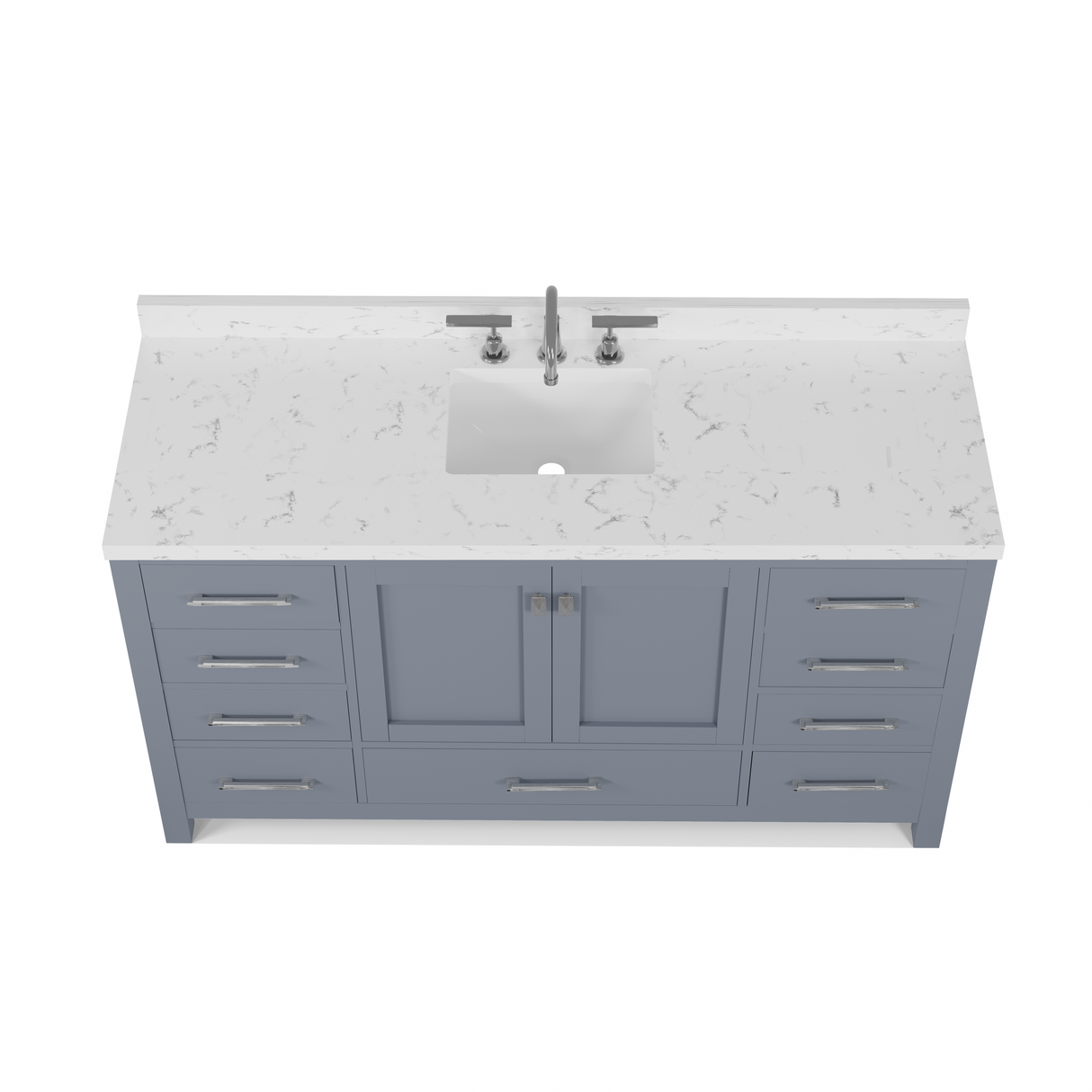 Caroline Avenue 60" Single Vanity Cabinet with Sink and Cultured Marble Top