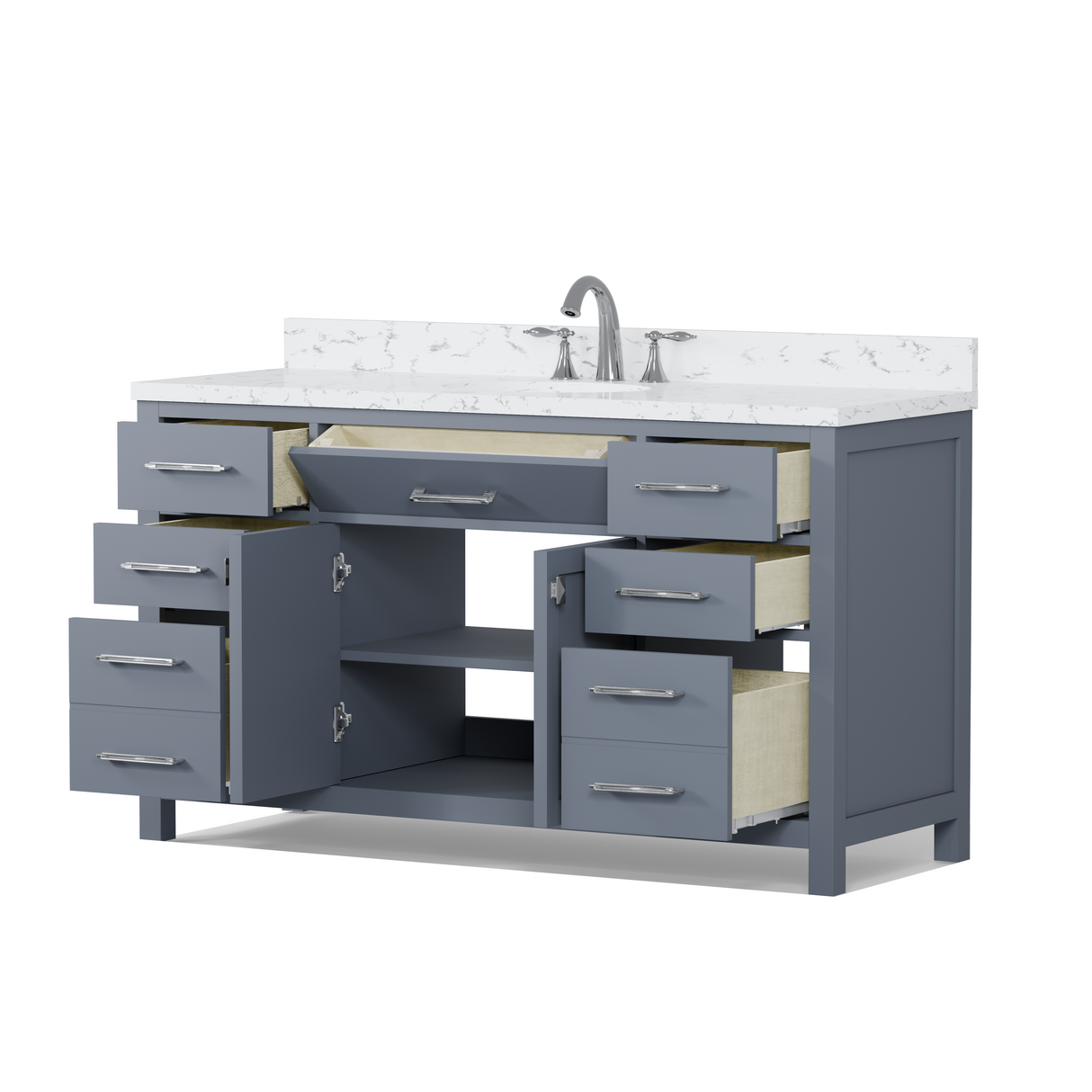 Caroline 60" Single Vanity Cabinet with Sink and Cultured Marbled Top