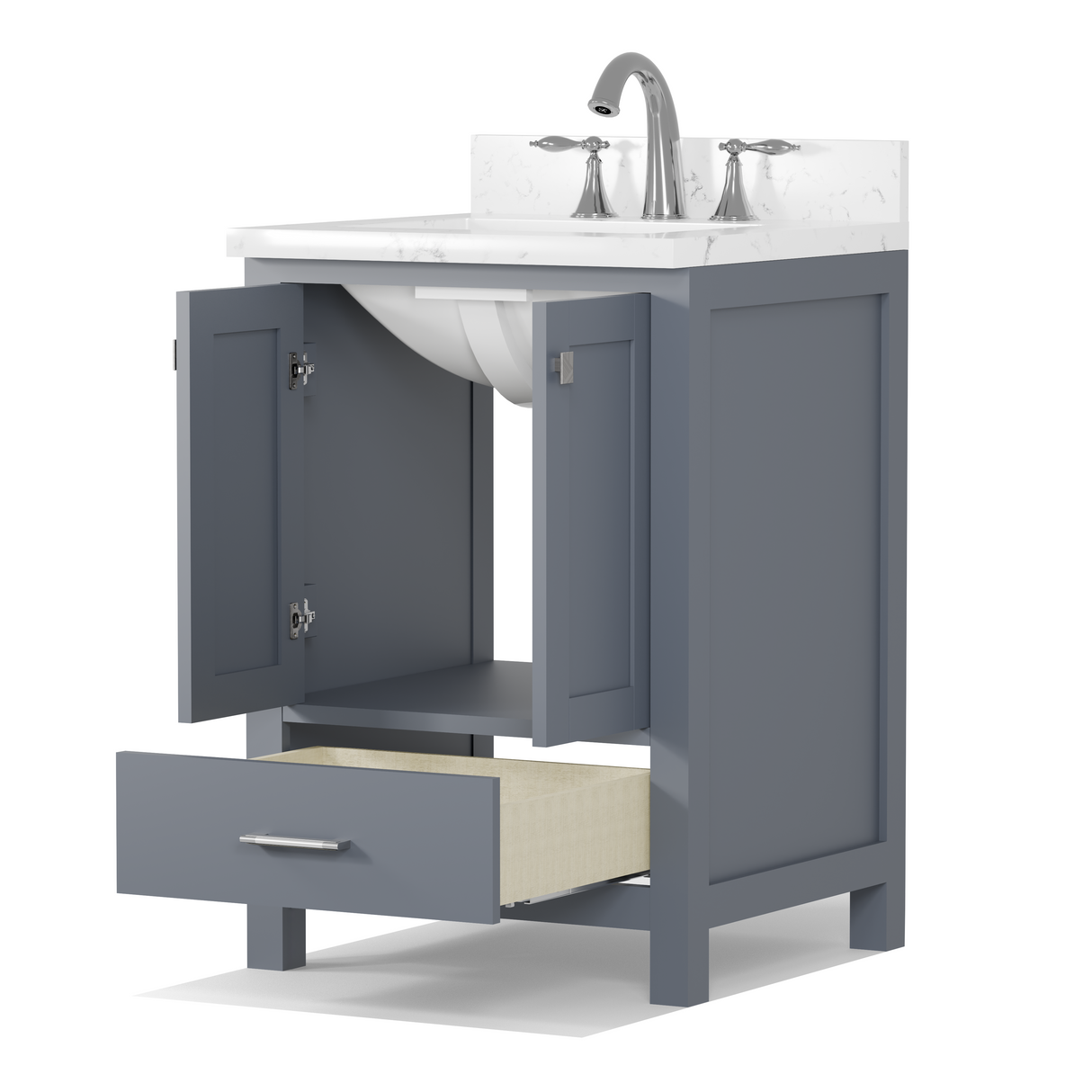Caroline Avenue 24" Freestanding Single Vanity with Sink and Cultured Marble Top