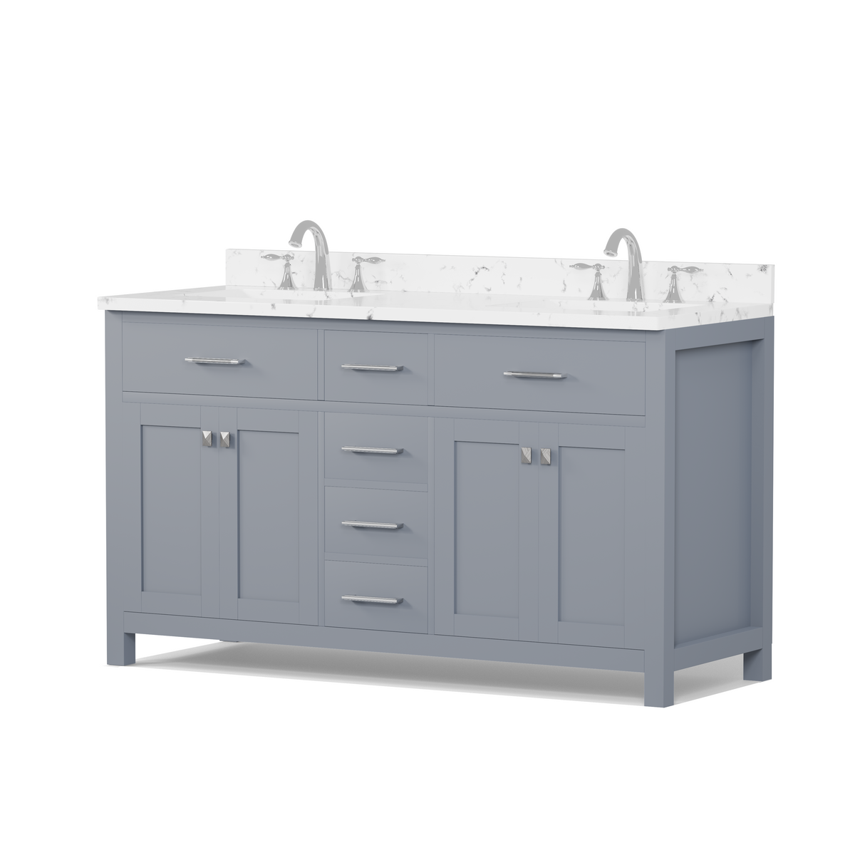 Caroline 60" Double Vanity with Sink and Cultured Marble Top