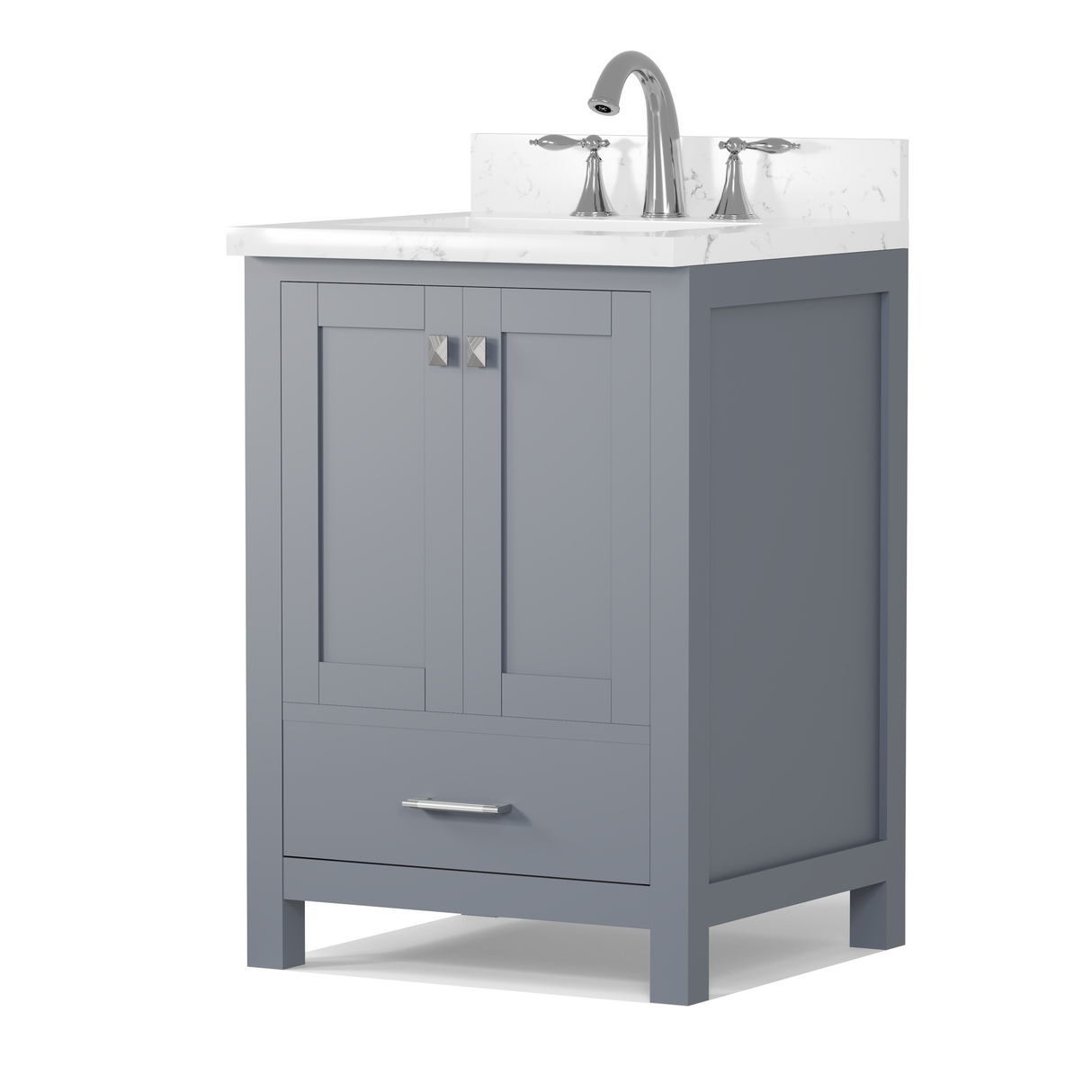 Caroline Avenue 24" Freestanding Single Vanity with Sink and Cultured Marble Top