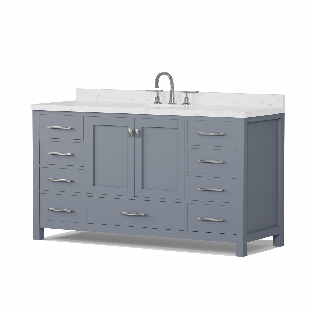 Caroline Avenue 60" Single Vanity Cabinet with Sink and Cultured Marble Top