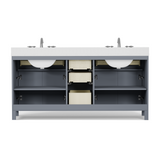 Caroline 72" Double Vanity Cabinet with Sink and White Quartz Top