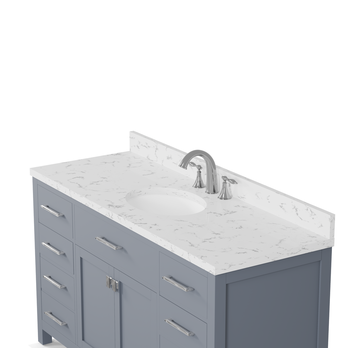 Caroline 60" Single Vanity Cabinet with Sink and Cultured Marbled Top