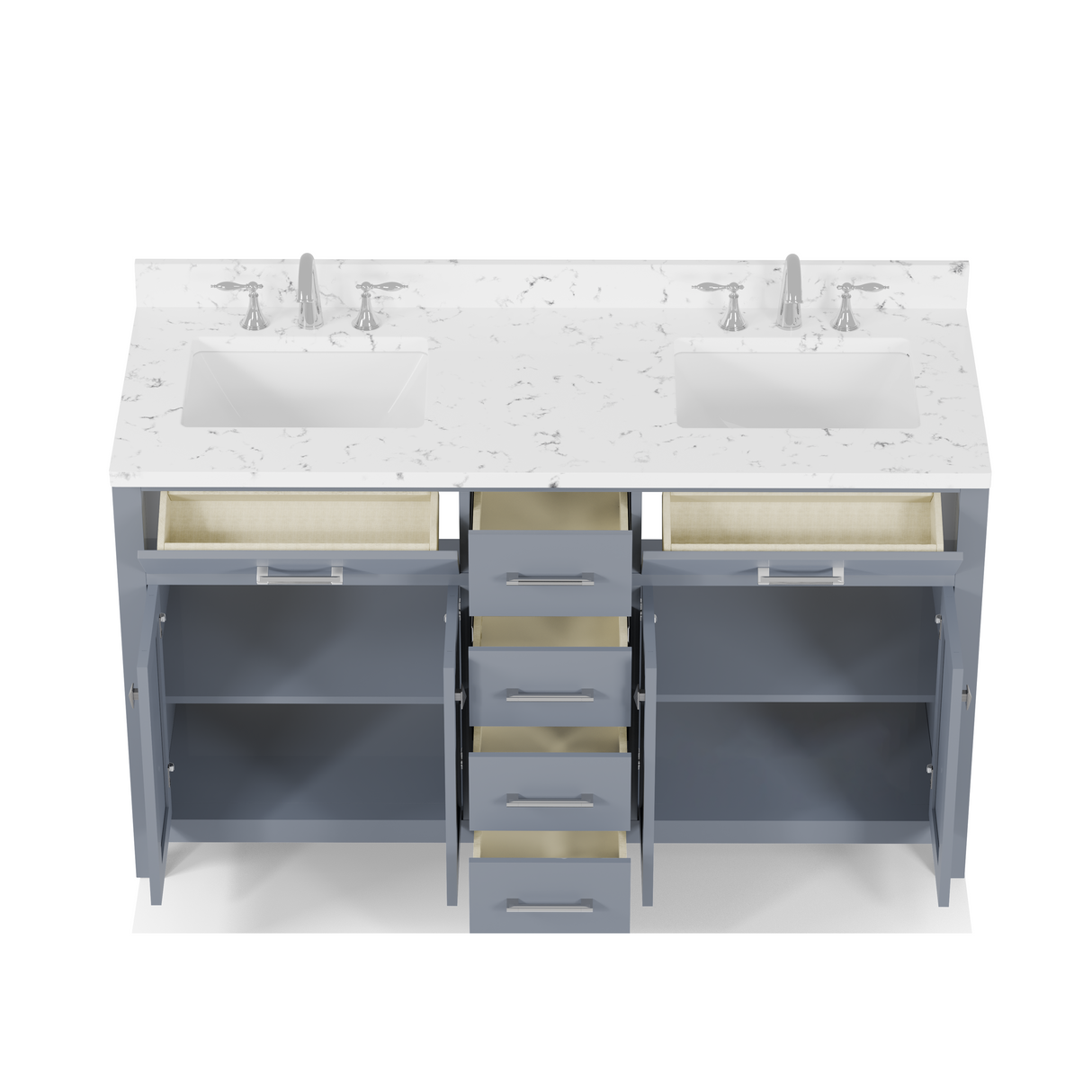 Caroline 60" Double Vanity with Sink and Cultured Marble Top