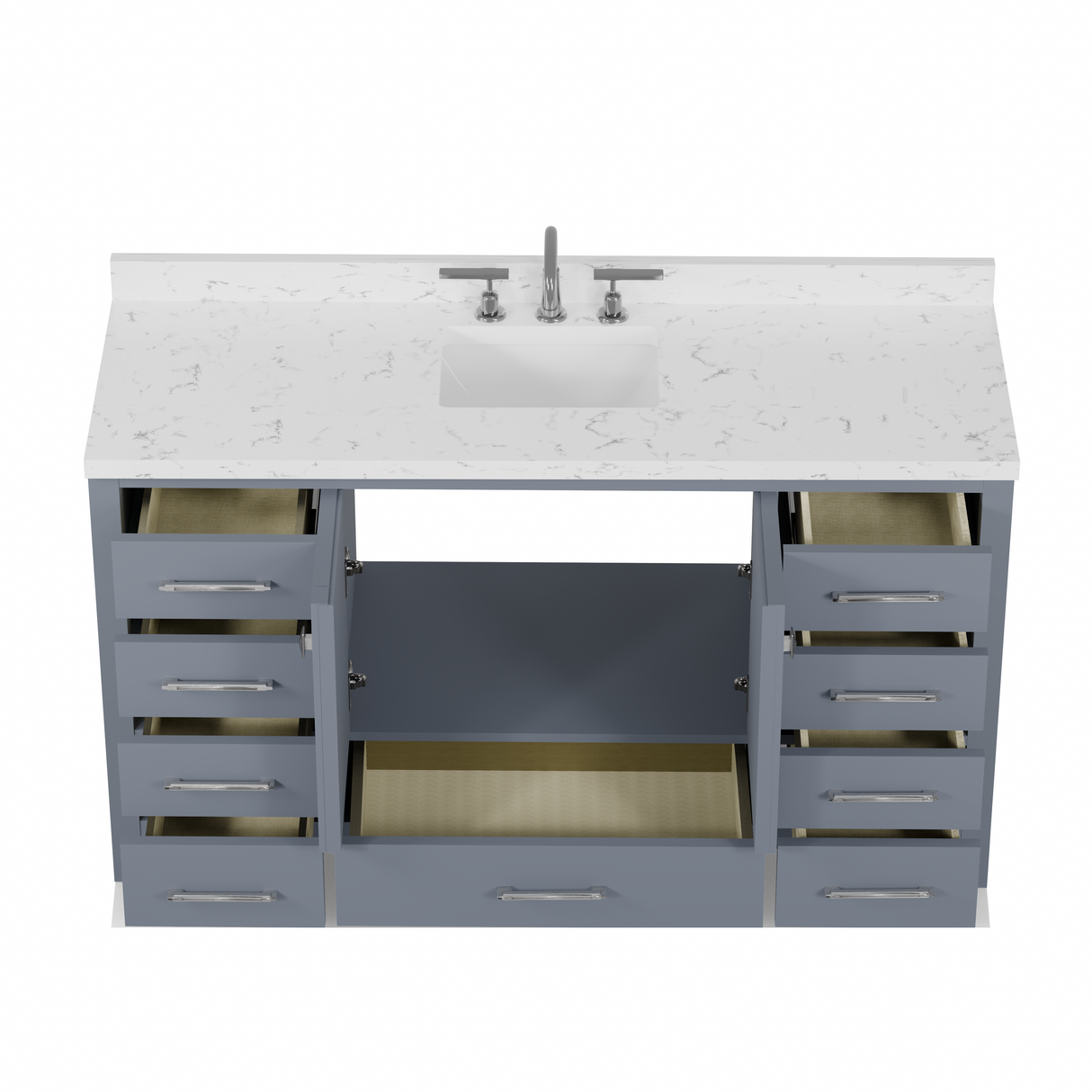 Caroline Avenue 60" Single Vanity Cabinet with Sink and Cultured Marble Top