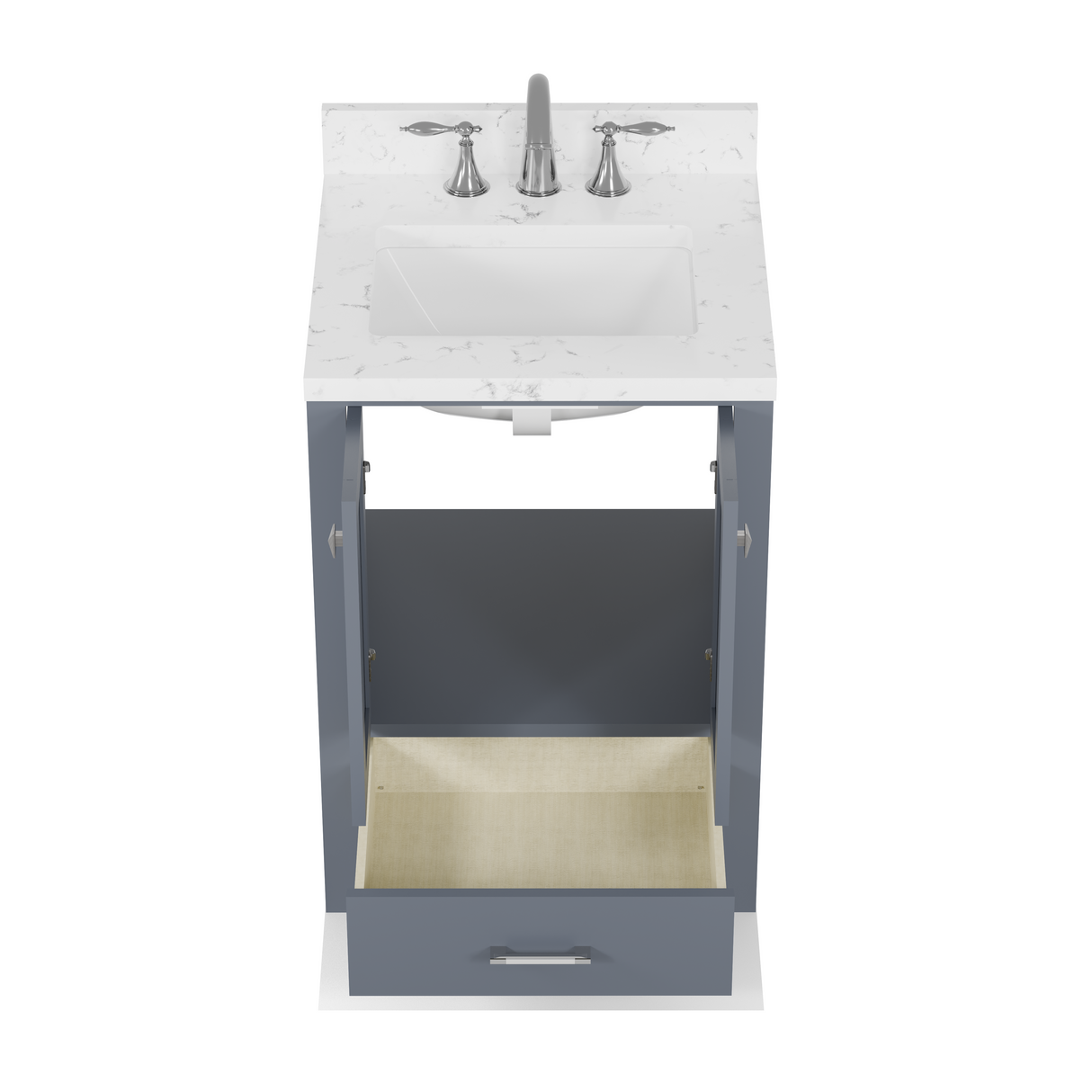 Caroline Avenue 24" Freestanding Single Vanity with Sink and Cultured Marble Top