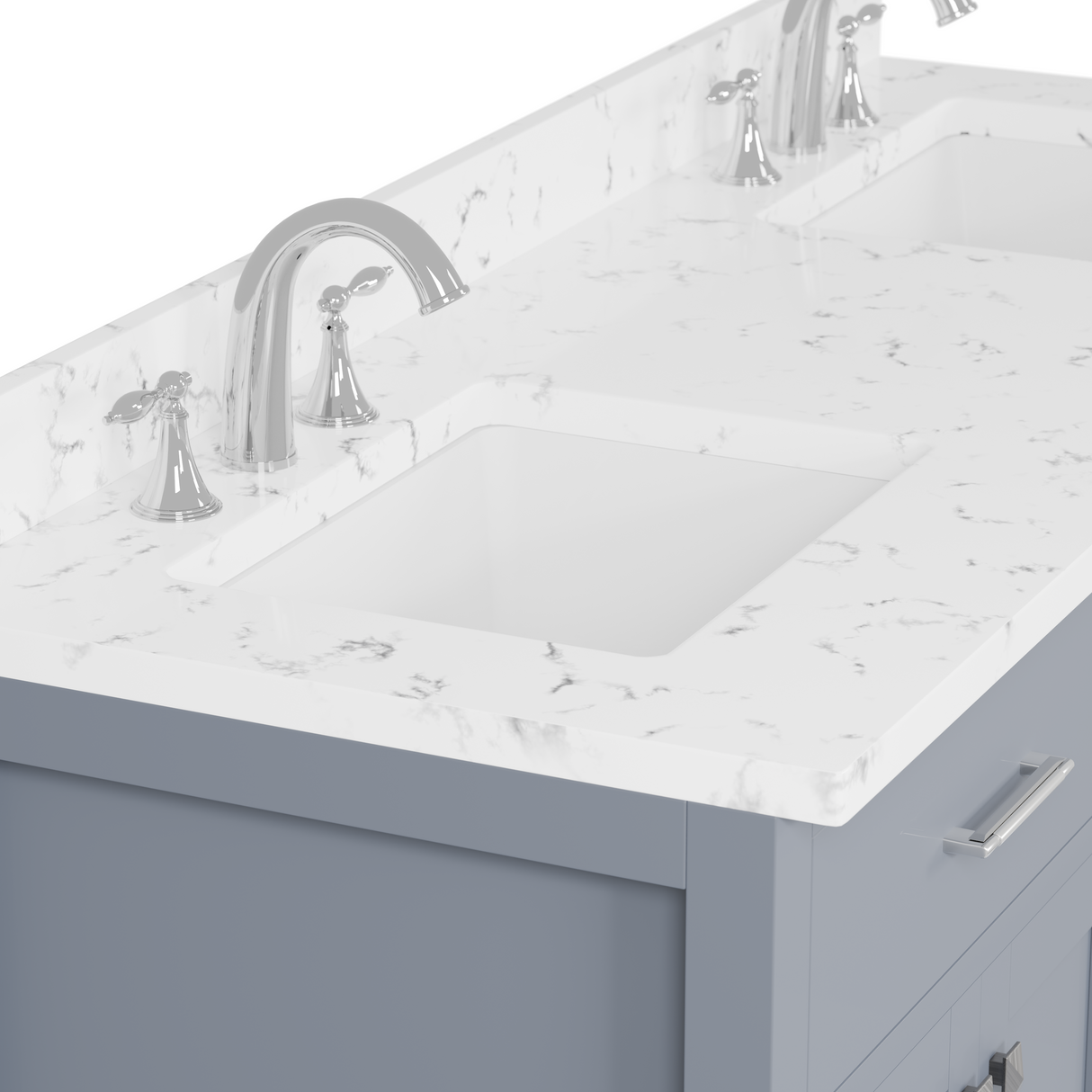Caroline 60" Double Vanity with Sink and Cultured Marble Top
