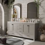 Caroline Avenue 72" Double Bathroom Vanity Cabinet with Sink and White Quartz Top