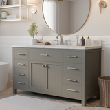 Caroline 60" Single Bathroom Vanity Cabinet with Sink and Cultured Marbled Top