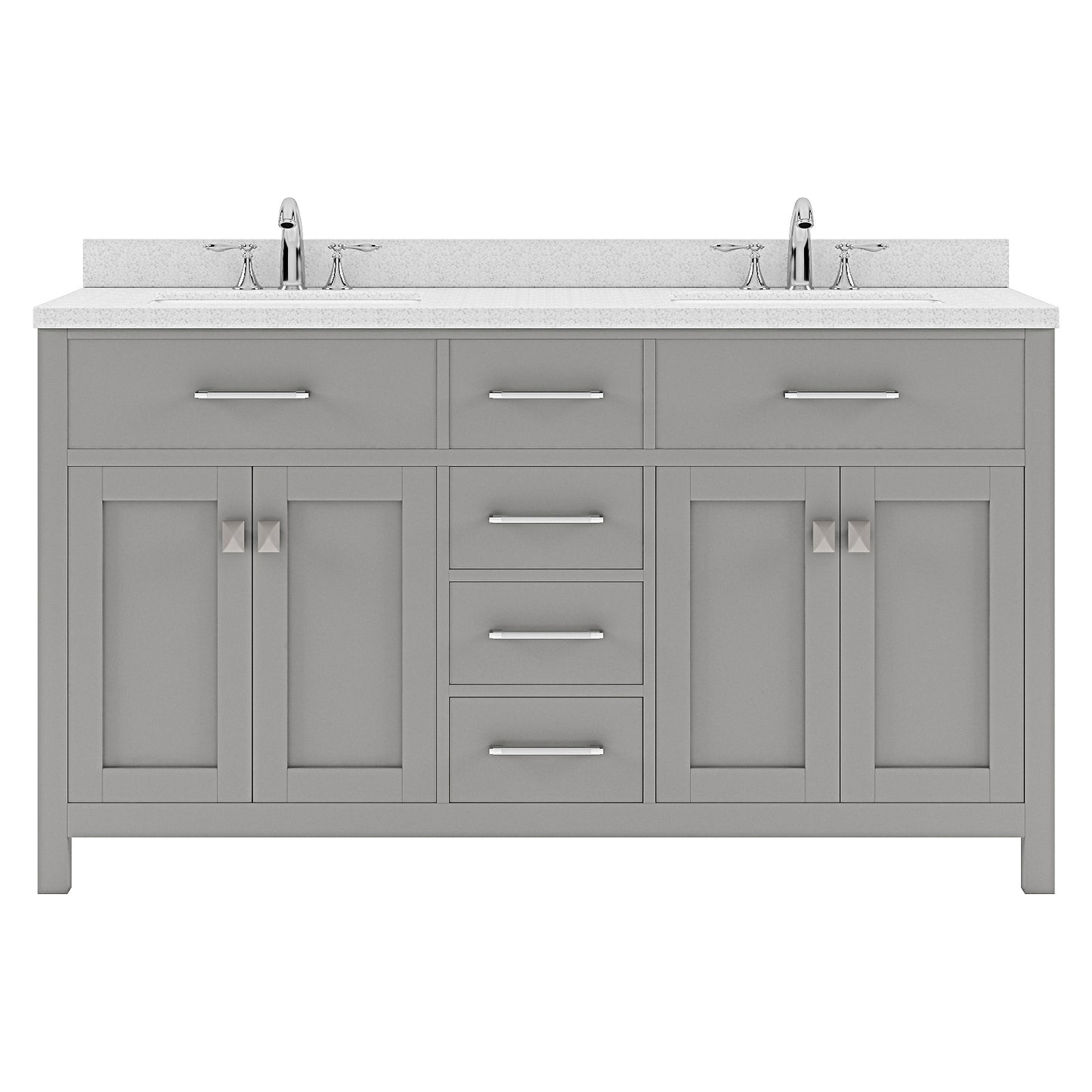 Caroline 60" Double Vanity Cabinet with Sink and White Quartz Top