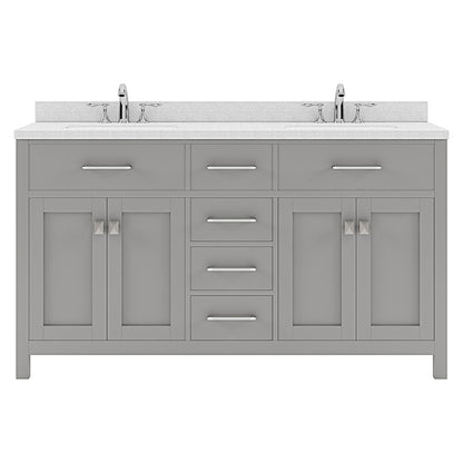 Caroline 60" Double Vanity Cabinet with Sink and White Quartz Top