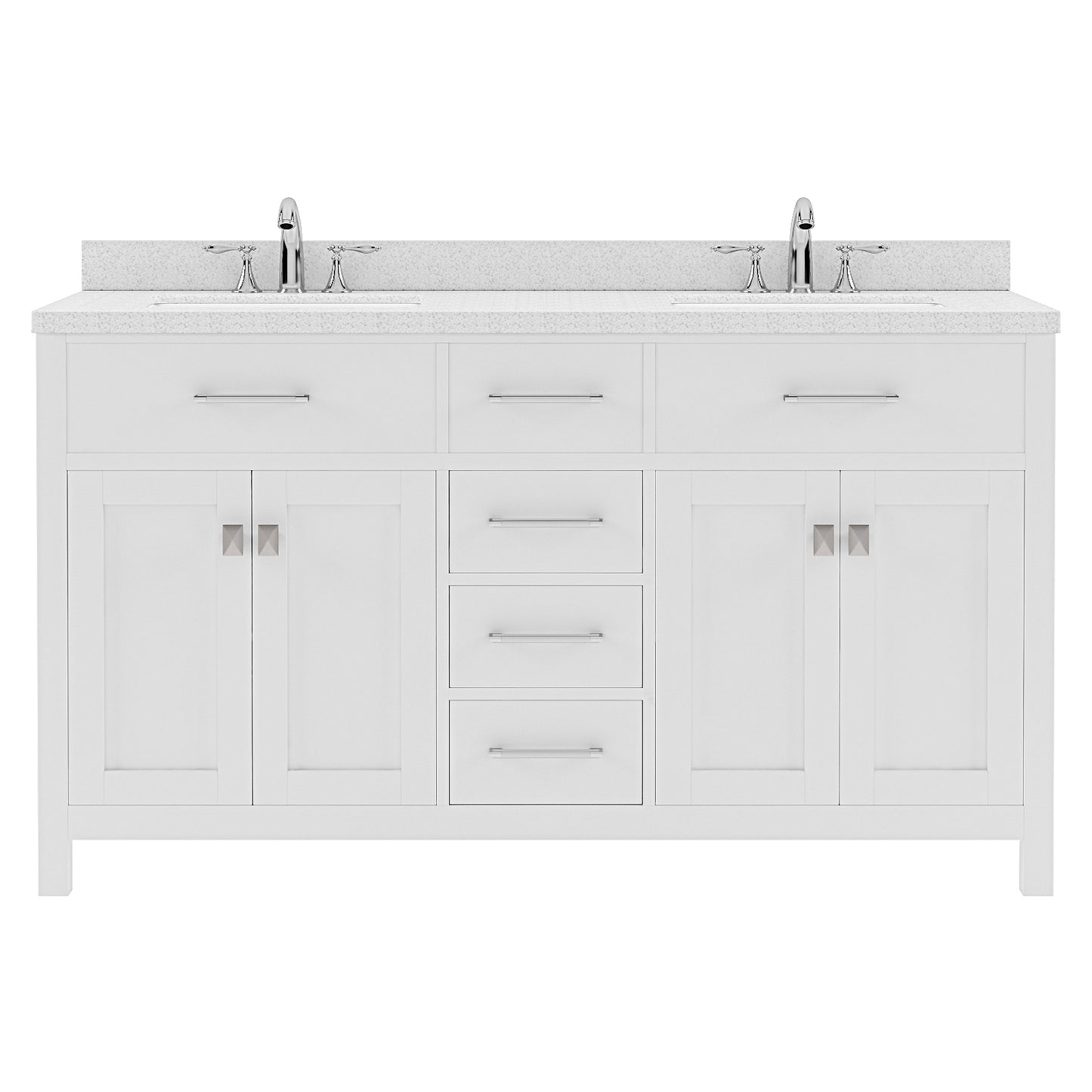 Caroline 60" Double Vanity Cabinet with Sink and White Quartz Top