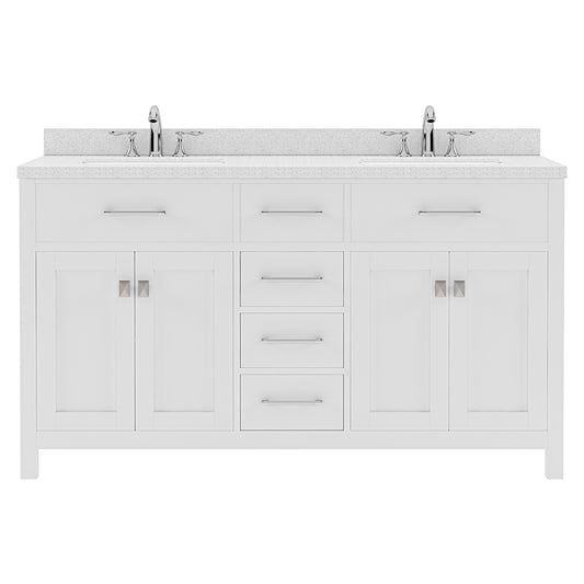 Caroline 60" Double Vanity Cabinet with Sink and White Quartz Top