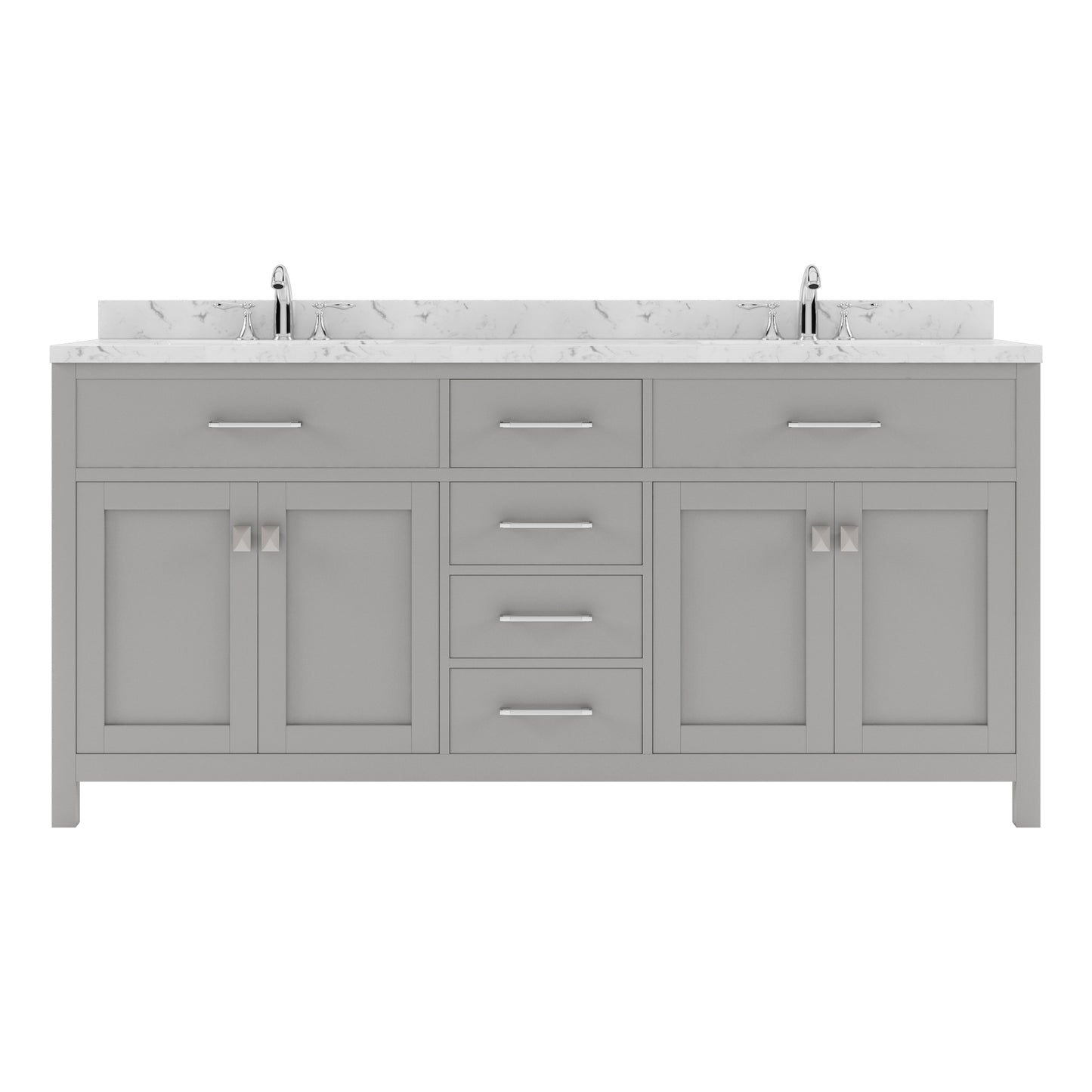 Caroline 72" Double Vanity Cabinet with Sink and Cultured Marble Top