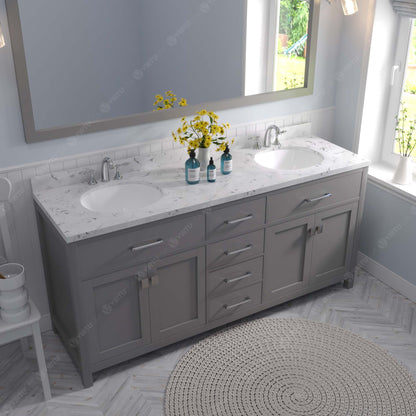 Caroline 72" Double Vanity Cabinet with Sink and Cultured Marble Top